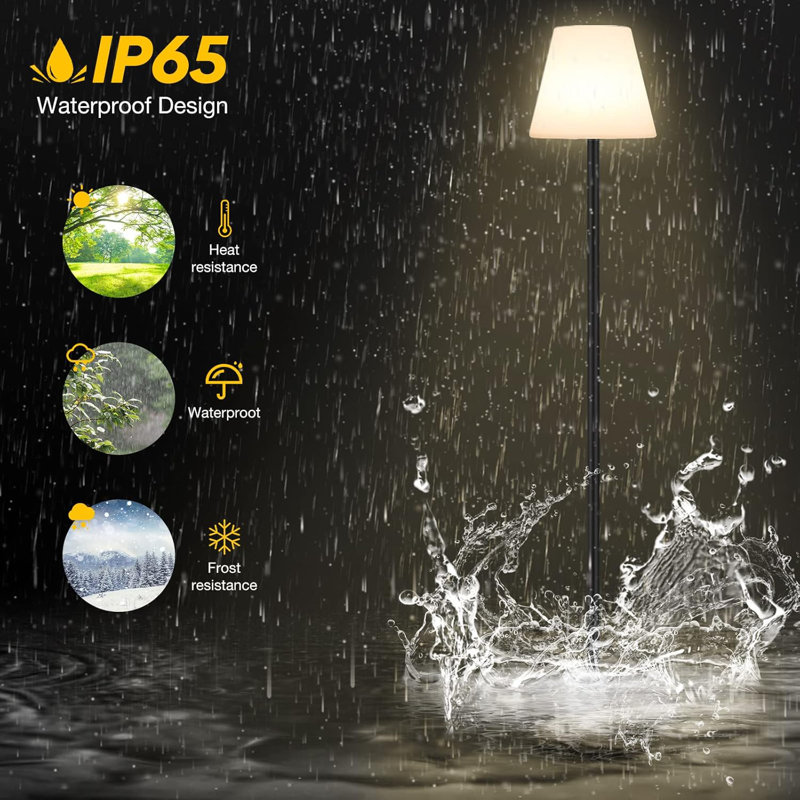 Outdoor Floor Lamp Solar Powered Outdoor Lamps For Patio Waterproof Rechargeable Indoor Cordless Floor Lamp With Light Sensor Dimmable Warm White